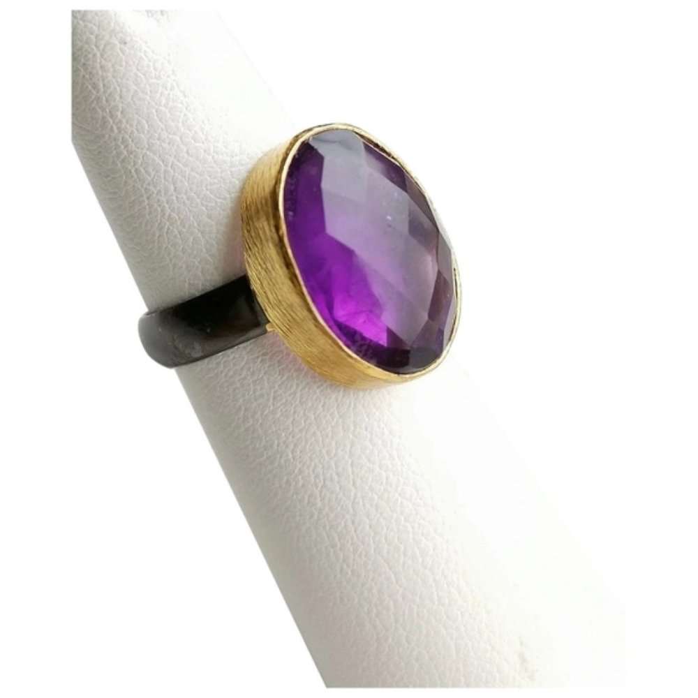Amethyst ring sterling silver 14k gold vermeil size 6